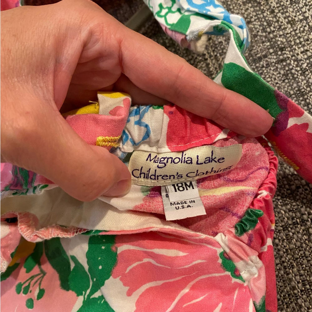 Magnolia Lake childrens clothes Pink Lilly colorful romper - Picture 3 of 6